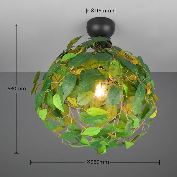 Sufitowa lampa Leavy R60461015 RL Light listki do salonu zielona czarna