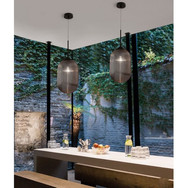 LAMPA wisząca ARJONA LE41880 Luces Exclusivas szklana OPRAWA modernistyczny zwis przydymiony czarny
