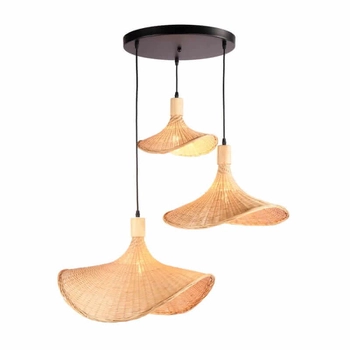 Wisząca lampa Boho ABR-LWS-BH40-3XE27 Abruzzo kapelusze japandi beżowa