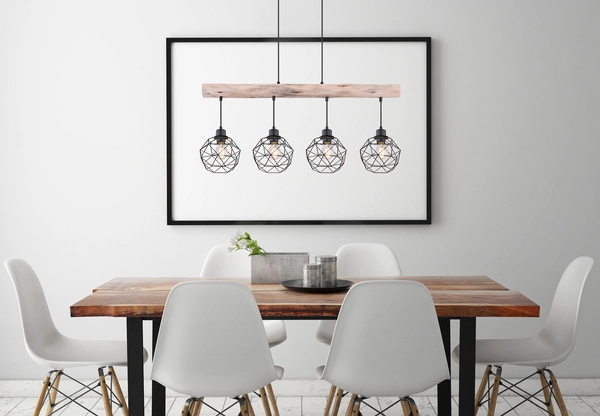 Lampa wisząca Theodor 154 16-4 druciana czarna drewniana