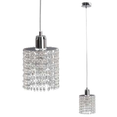 Wisząca LAMPA glamour KET536 metalowa OPRAWA zwis kryształki crystals chrom srebrne