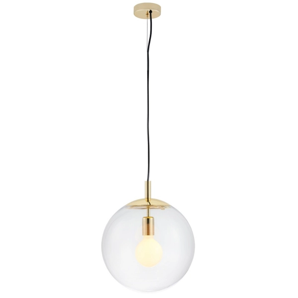 Wisząca LAMPA hygge ALUR 10738109 Kaspa szklana OPRAWA kulisty ZWIS skandynawski kula ball złota przezroczysta