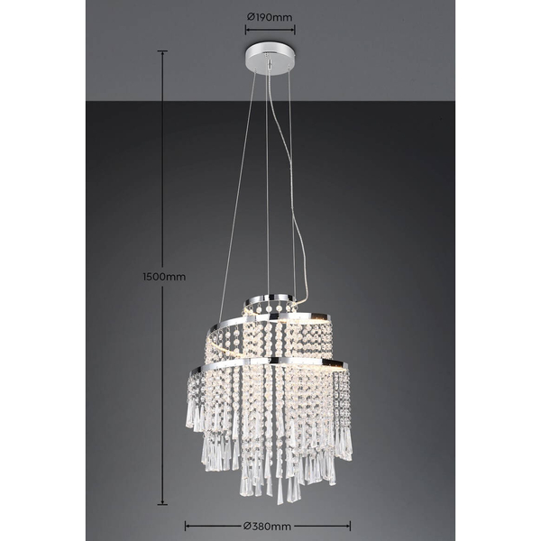 Kryształowy żyrandol Pomp R37341106 LED 30W 2700-6500K przezroczysty chrom