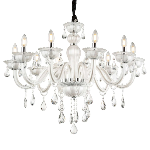 Żyrandol LAMPA wisząca TEEJAY 64118-10 Globo świecznikowa OPRAWA pałacowy zwis z kryształkami maria teresa crystal biały