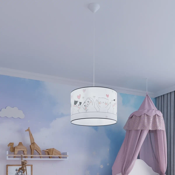 Lampa wisząca do pokoju dziecięcego CAT SL.1419 z abażurem kolorowa