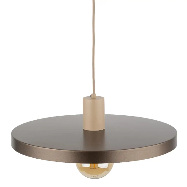 Nad stół wisząca lampa Sila 10758 metalowy abażur brązowy beżowy