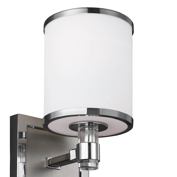 Szklana lampa ścienna FE-PROSPECT-PARK1 do holu nikiel chrom