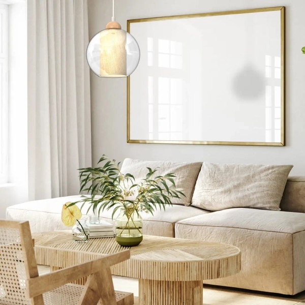 Skandynawska lampa wisząca TELA MLP7955 do kuchni biała drewniana