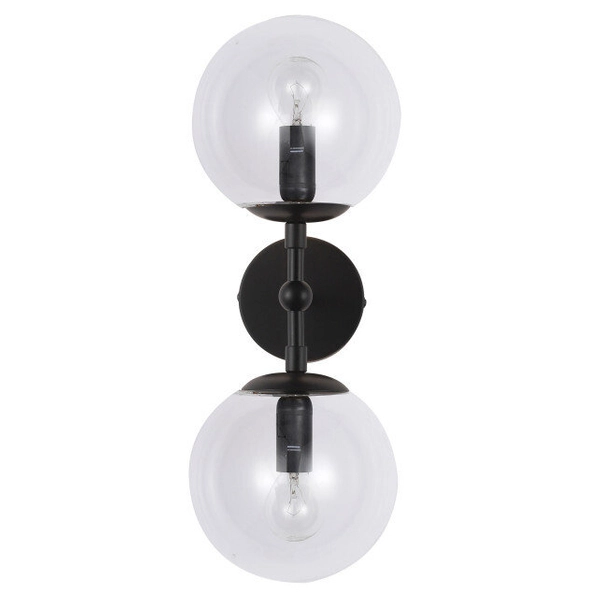Loftowa lampa DORADO LP-002/2W BK Transp. Light Prestige kinkiet do sypialni czarny przezroczysty
