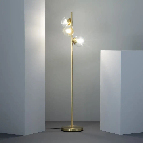 Podłogowa lampa Milano ABR-LSP-3XE27 Abruzzo kule złoty przezroczysty