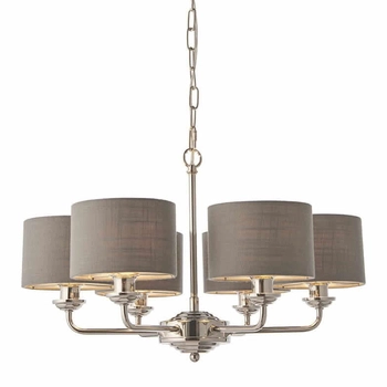 Wisząca lampa do salonu Highclere 94381 Endon z abażurami szara nikiel