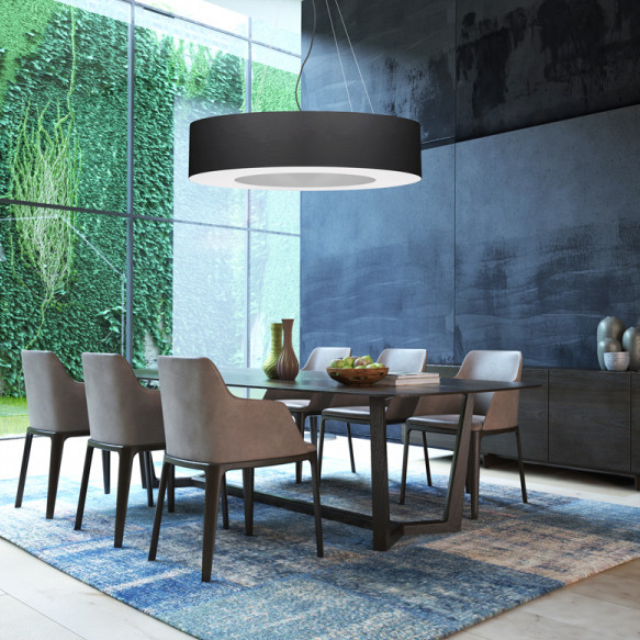 LAMPA wisząca SL.0796 okrągła OPRAWA zwis abażurowy czarny