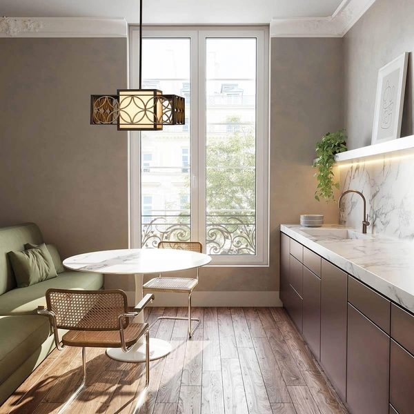 Wisząca lampa kwadratowa Remy FE-REMY-P-B Feiss brązowy złoty