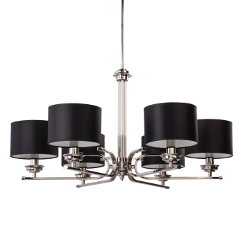Żyrandol z abażurami Bolt BOL-ZW-6 (N) tkaninowy czarny nikiel