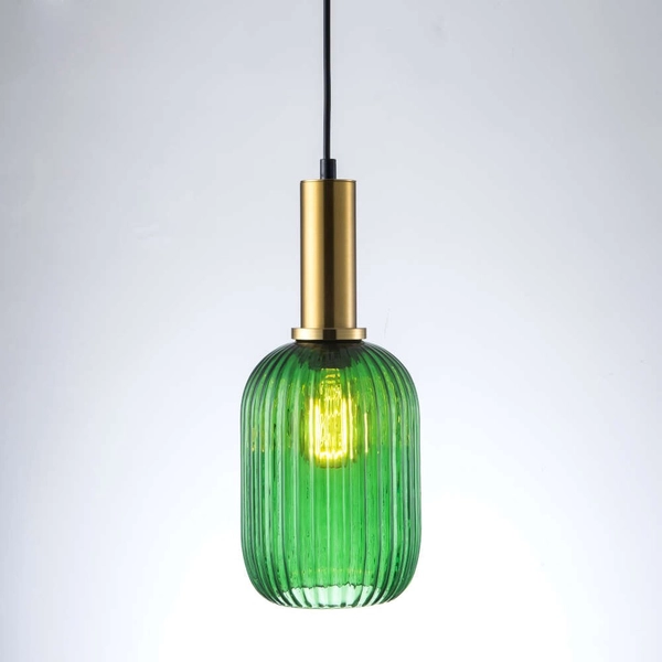 Plisowana LAMPA wisząca SUFFOLK 317377 Polux szklana tuba ZWIS loftowy do jadalni zielony