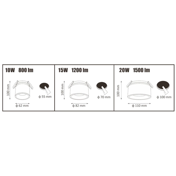 Regulowany wpust biały HARON 309464 sufitowa lampa LED 20W 3000K