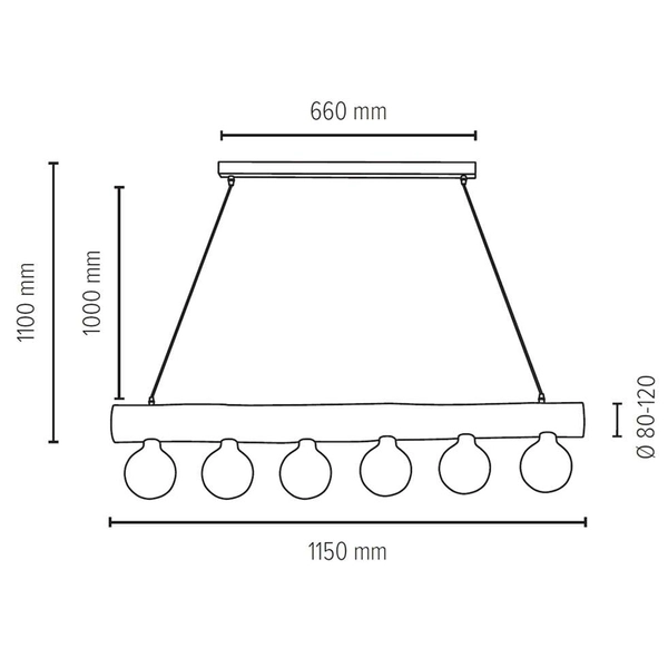 Rustykalna LAMPA wisząca TRABO SIMPLE 69880604 Spotlight drewniana OPRAWA zwis belka sosna bejcowana czarna