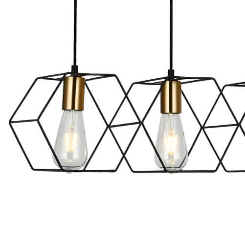 Druciana lampa wisząca Aina do jadalni loft czarna złota