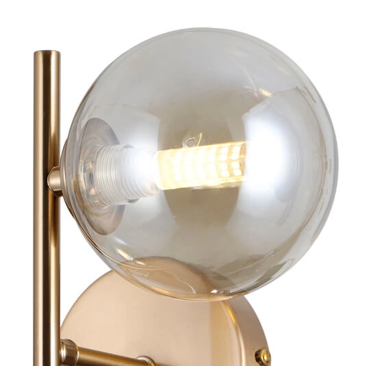 Szklany kinkiet na ścianę Erimida WL-2244-2-HBR Italux kule mosiądz miodowy