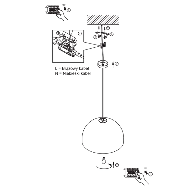 Kopułowa lampa wisząca Kanso LP-2025/1P 50 cm drewniana japandi brązowa
