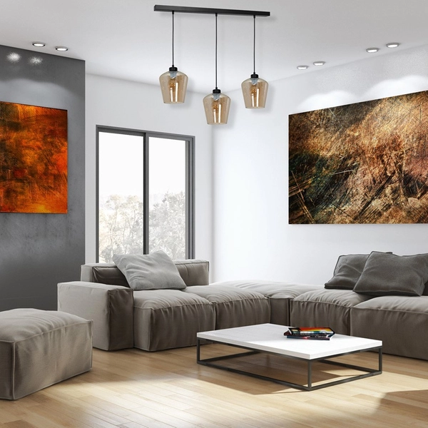 Skandynawska LAMPA wisząca SANTIAGO MLP6610 Milagro szklana OPRAWA loftowy ZWIS kaskada czarna bursztynowa