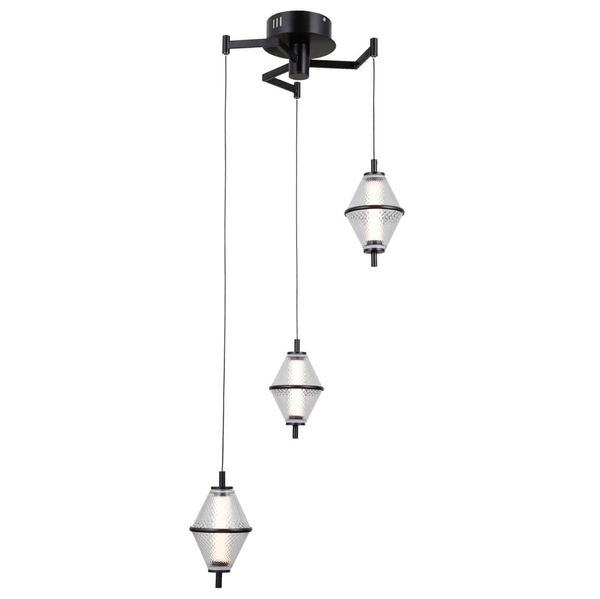 Lampa zwieszana Fuente PND-34395-3-BK LED 45W 3000K czarny przezroczysty
