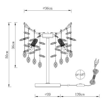 Stołowa szklana lampa Queena 64138TS do sypialni kryształki srebrne