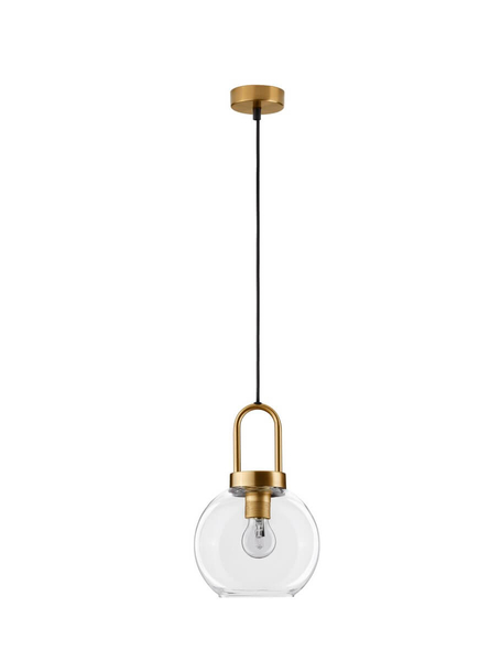 Industrialna lampa wisząca Banes do holu złota przezroczysta