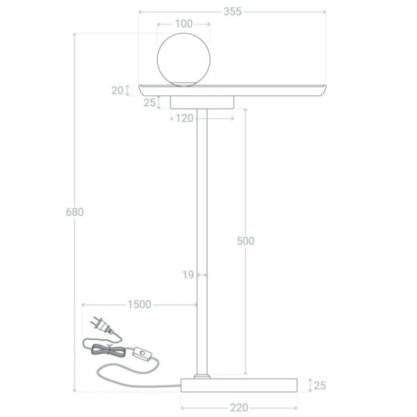 Podłogowa lampa ze stolikiem Meblo ABR-SLMEBLO-G9 brązowy marmur biały