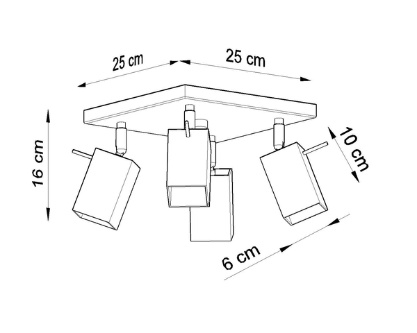 Plafon LAMPA sufitowa SL.0102 reflektorki OPRAWA metalowa czarna