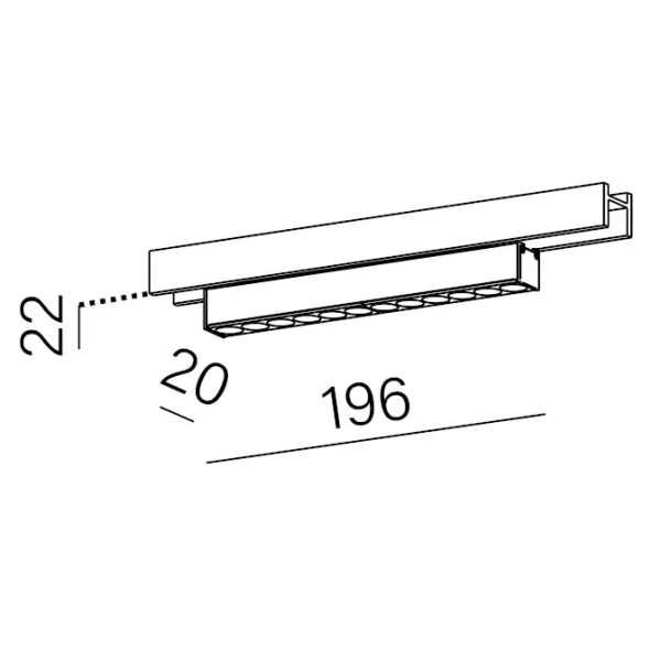 Sufitowa lampa do szyn magnetycznych RAFTER mini biała LED 9W 3000K oprawa techniczna 16458-M930-WW-00-13