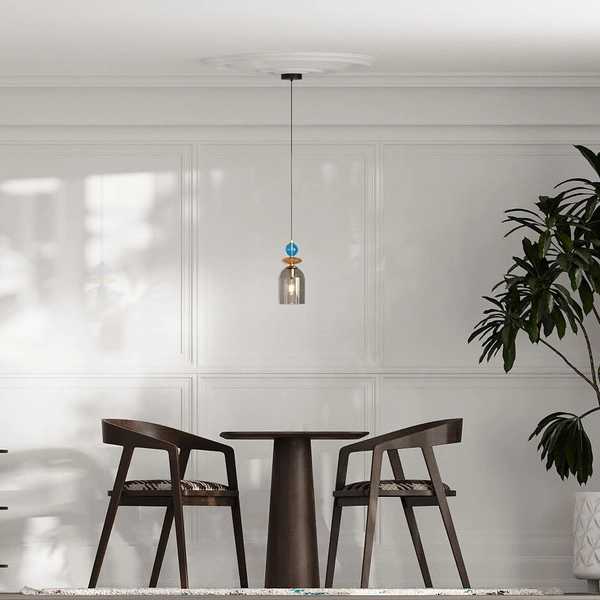 Lampa wisząca do salonu Tropea LP-2004/1P M SM szklana niebieska