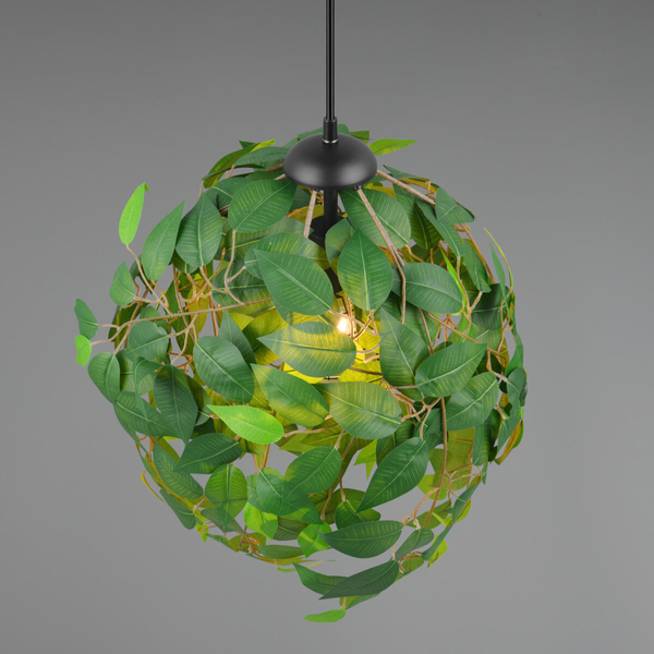 Salonowa lampa wisząca Leavy R10461915 RL Light roślina czarna zielona