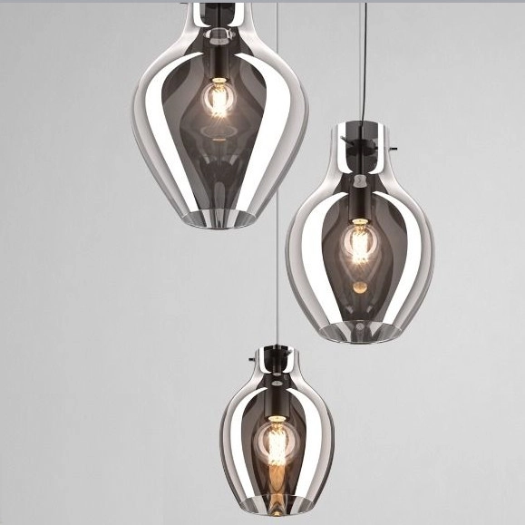 Wisząca lampa szklana BRESSO P19066A-D18 skandynawska chrom lustrzana