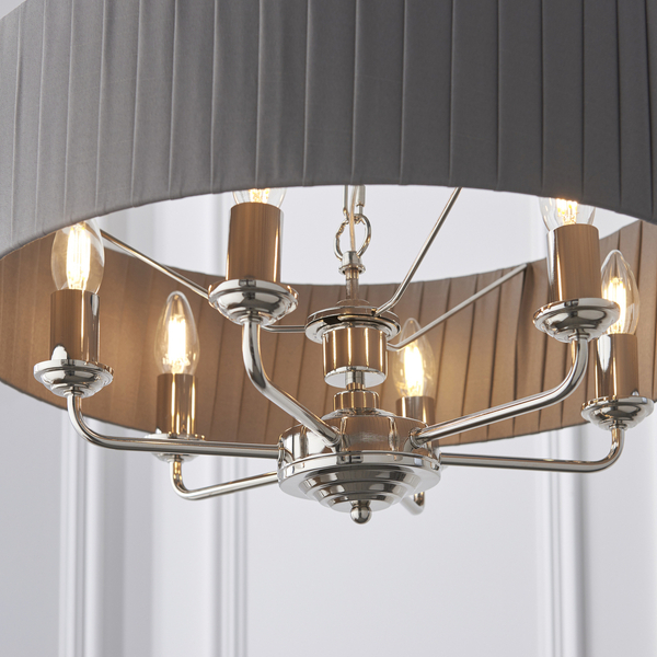 Lampa zwis Highclere 94397 Endon z plisowanym abażurem szara nikiel
