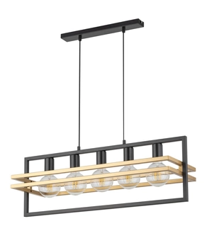 Wisząca lampa prostokątna Merci nad stół czarna złota