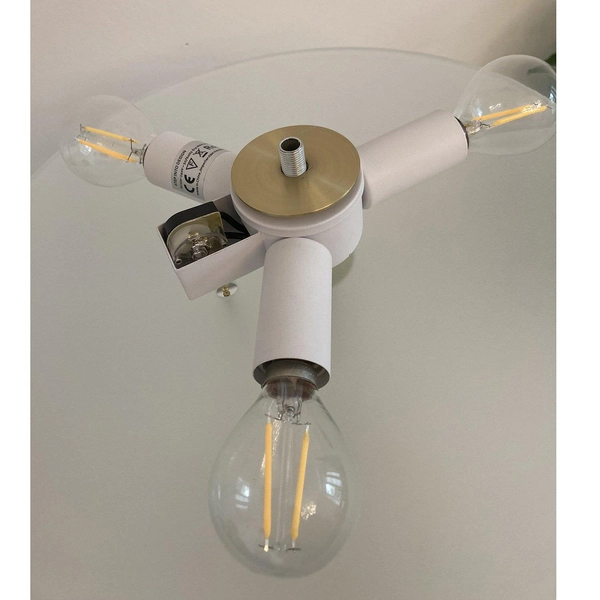 Lampa na komodę Artdeco MT8872 white Step okrągła do sypialni biała złota