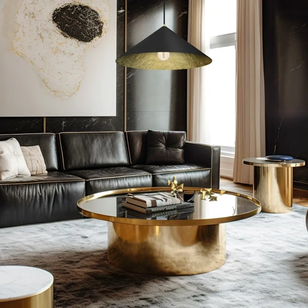 Żyrandol wiszący nad blatem FUJI MLP0645 do kuchni stożek czarny