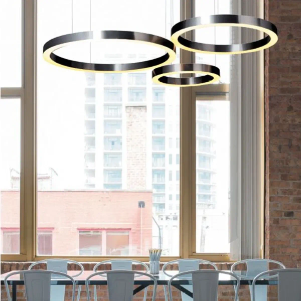 Wisząca lampa salonowa Circle ST-8848-80+80+100+120 brass pierścienie LED 112W mosiądz