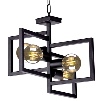LAMPA wisząca Lavaya K-4036 Kaja metalowa OPRAWA kwadraty ZWIS na łańcuchu ramki frame czarne