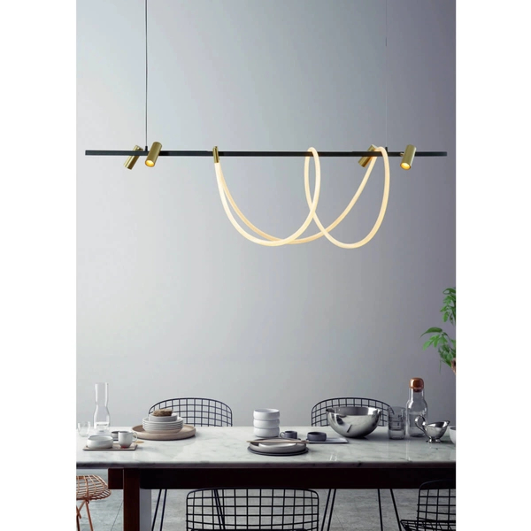 Wisząca lampa tuby Balbo 2200277L Zumaline LED 60W 3000-6000K złoty czarny