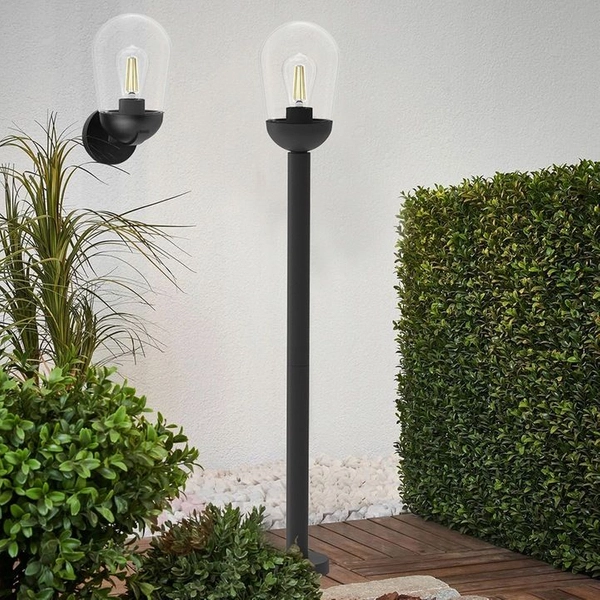 Zewnętrzna lampa ścienna SLP8204 szklany kinkiet do ogrodu czarny