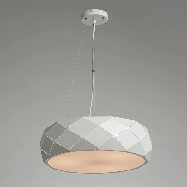 LAMPA wisząca REUS LP-8069/1P WH Light Prestige geometryczna OPRAWA okrągła zwis metalowy biały