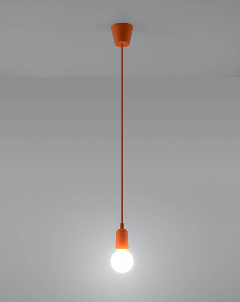 Wisząca LAMPA industrialna SL.0584 OPRAWKA na żarówkę ZWIS kabel przewód pomarańczowa