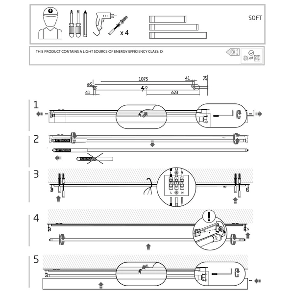 Podłużna lampa przysufitowa Soft Ceiling 7536 Nowodvorski metalowa biała