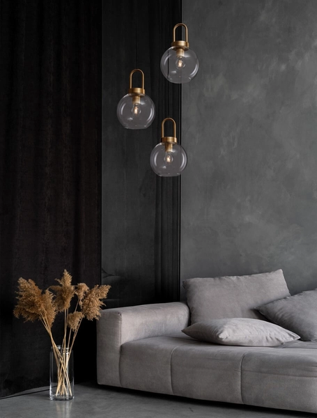 3-płomienna lampa wisząca Banes pokojowa złota przezroczysta