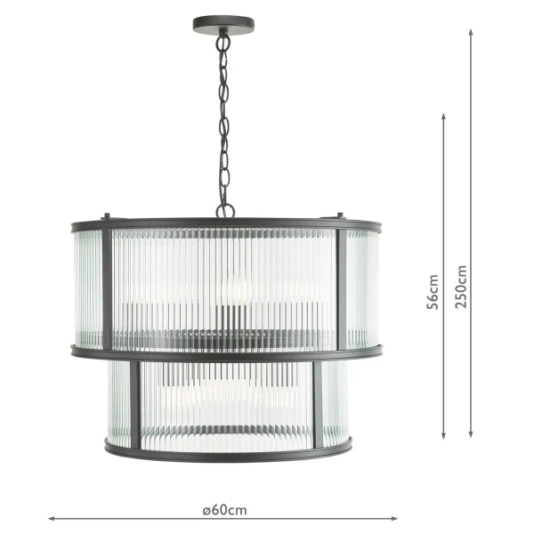 Loftowa wisząca lampa Bianka BIA0622 do salonu żebrowana czarna