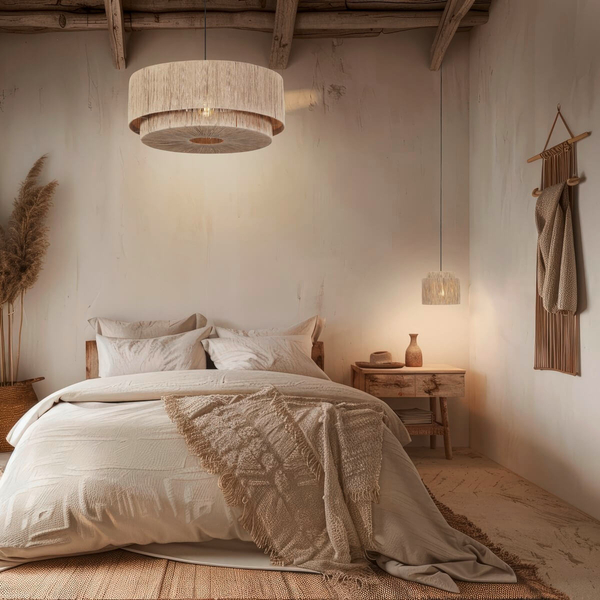 Lampa wisząca do salonu SMILLA 366890136 boho beżowa czarna