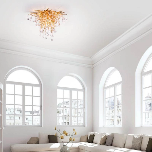 Salonowa lampa sufitowa Icicle gałęzie kropelki mosiądz