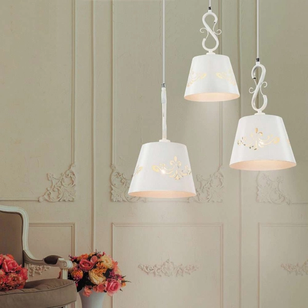 LAMPA wisząca ANNA 2234 Rabalux metalowa OPRAWA prowansalski ZWIS kaskada z wycięciami biała